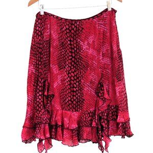 Stonebridge Skirt Sz 16 Pink Black Lined Leopard Animal Print Shark Bite A-Line